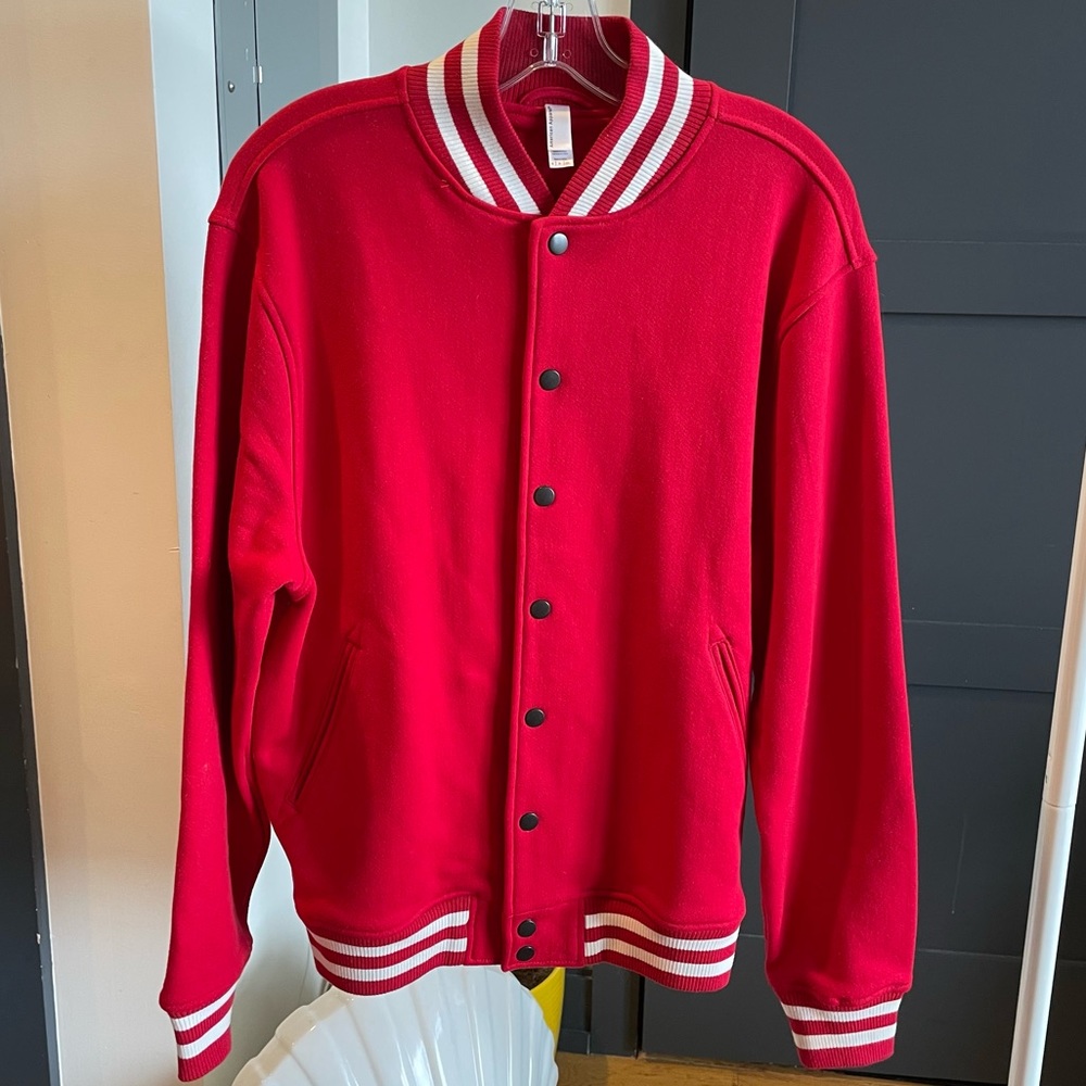 American apparel varsity jacket bomber coat red sports